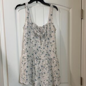 Wild Fable Cream Dress with Blue Floral Design